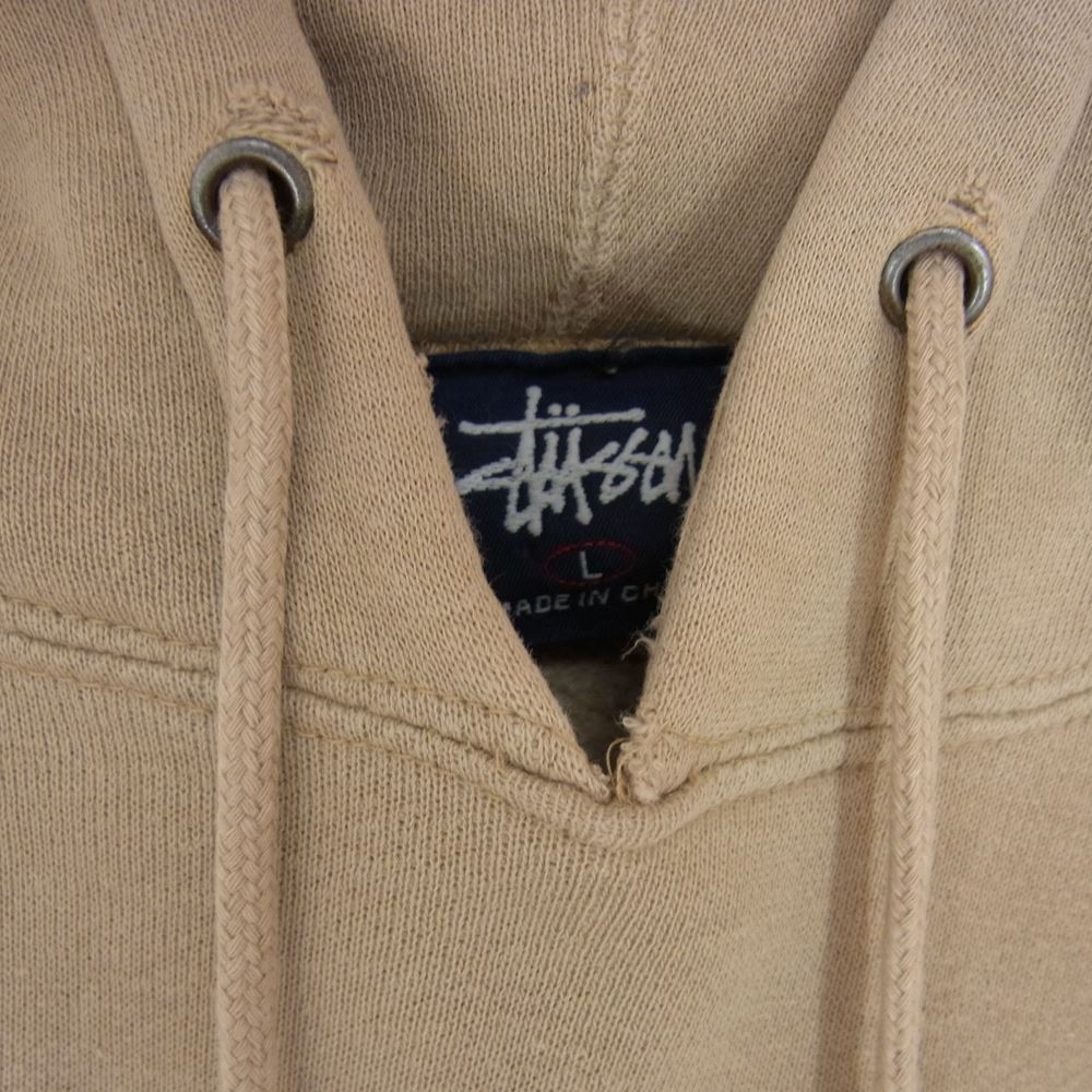 STUSSY ステューシー 90s 紺タグ バック ロゴ プリント プルオーバー パーカー ベージュ系 L【中古】