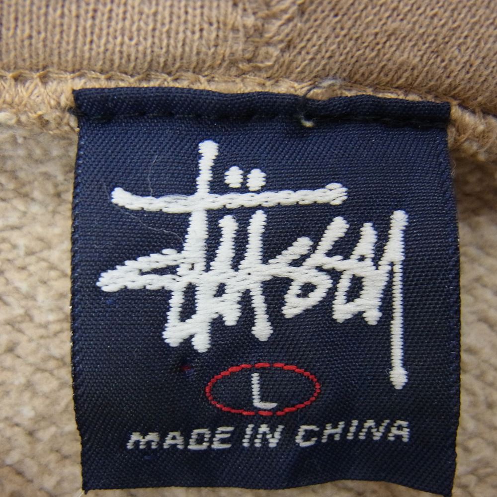 STUSSY ステューシー 90s 紺タグ バック ロゴ プリント プルオーバー パーカー ベージュ系 L【中古】