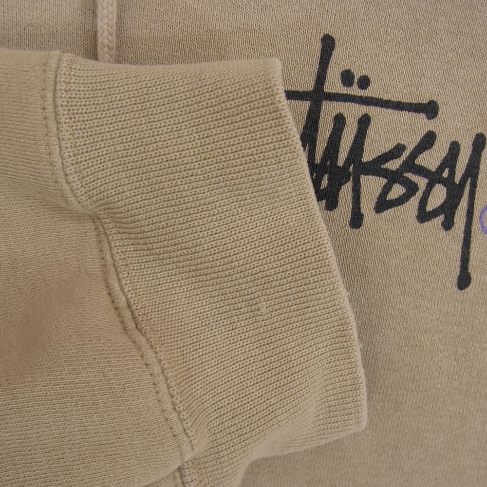 STUSSY ステューシー 90s 紺タグ バック ロゴ プリント プルオーバー パーカー ベージュ系 L【中古】