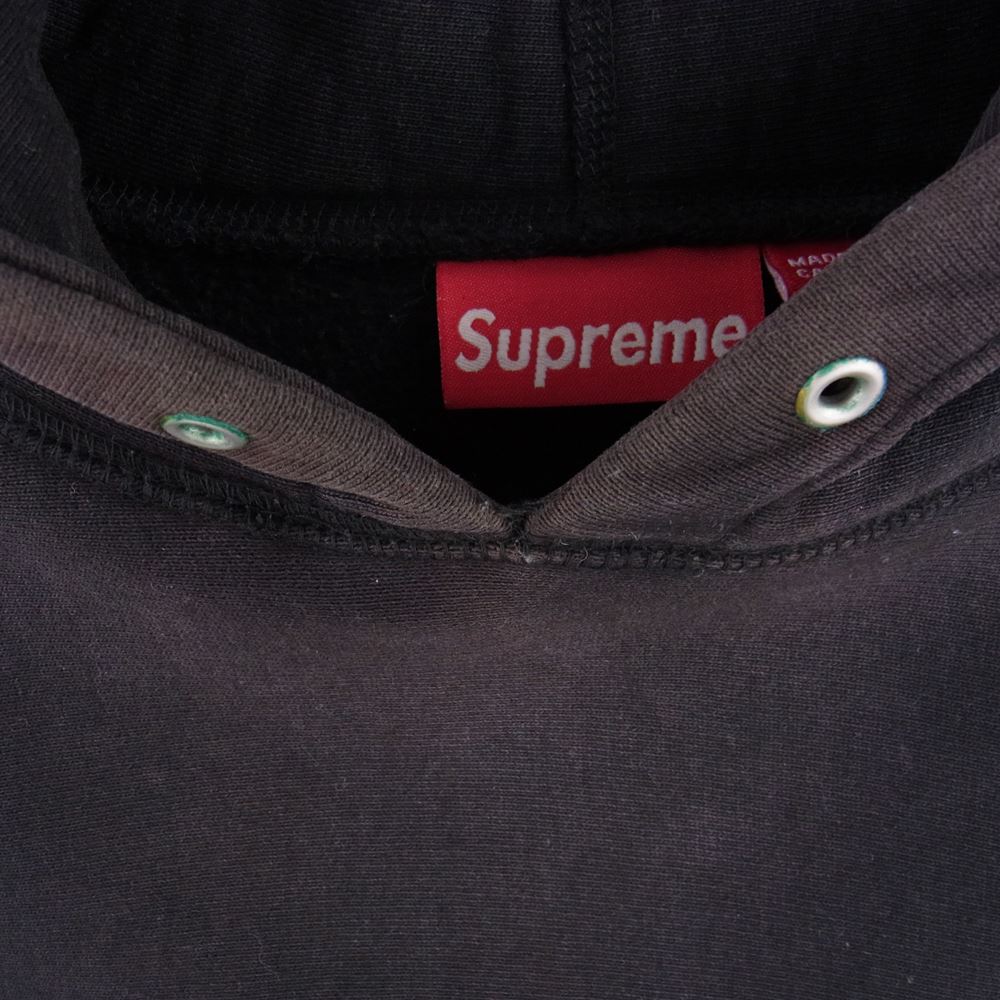 Supreme シュプリーム カナダ製 フード ロゴ プルオーバー パーカー ブラック系 L【中古】