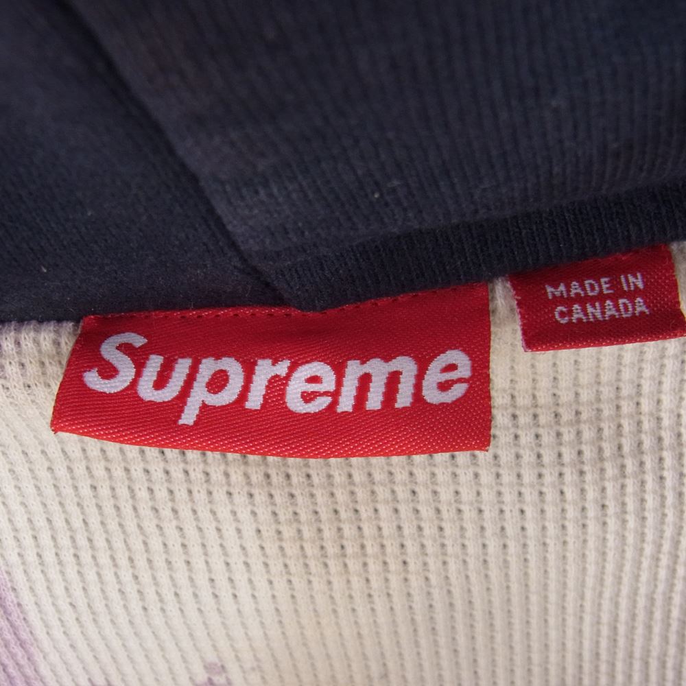 Supreme シュプリーム 90s 初期 カナダ製 Arc Logo Zip Up Hoodie アーチロゴ サーマル スウェット ジップ アップ パーカー ネイビー系 L【中古】
