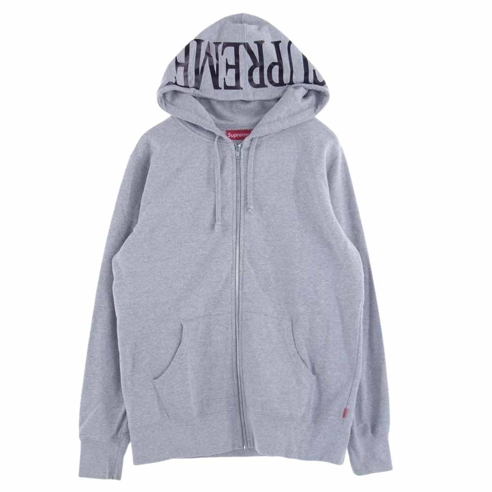 Supreme シュプリーム 15SS Hooded Foil Logo Zip Up フーディッド ホイル ロゴ ジップ パーカー グレー系 M【中古】