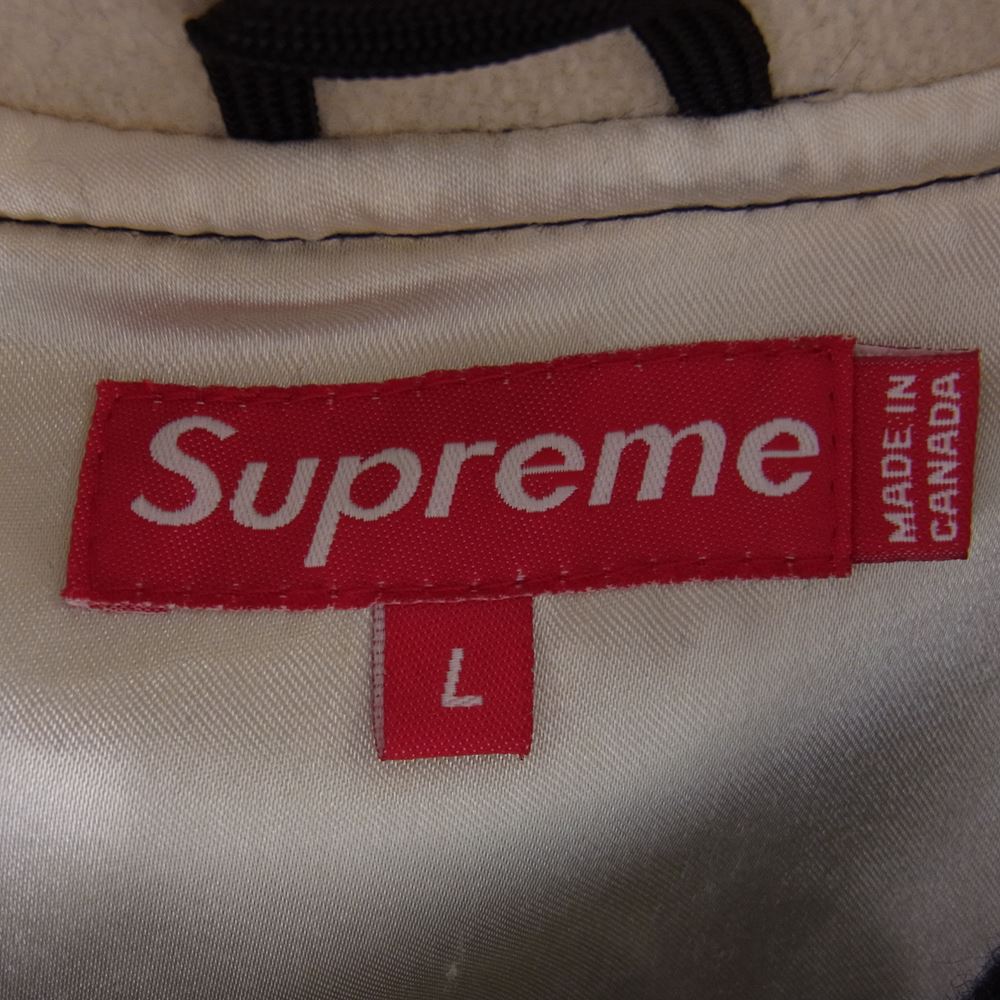 Supreme シュプリーム 初期 カナダ製 Hooded Varsity Jacket Sロゴ ワッペン フード ジップ スタジャン ジャケット ネイビー系 L【中古】