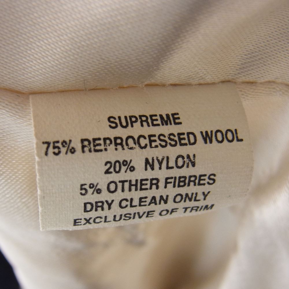 Supreme シュプリーム 初期 カナダ製 Hooded Varsity Jacket Sロゴ ワッペン フード ジップ スタジャン ジャケット ネイビー系 L【中古】