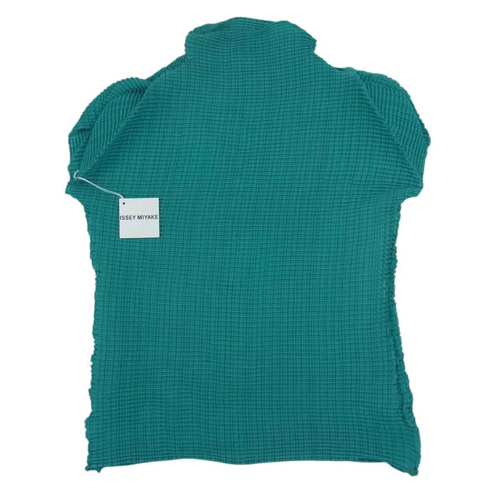 ISSEY MIYAKE イッセイミヤケ IM94-FJ615 ボックスプリーツ ボトルネック ストレッチ カットソー グリーン系【美品】【中古】