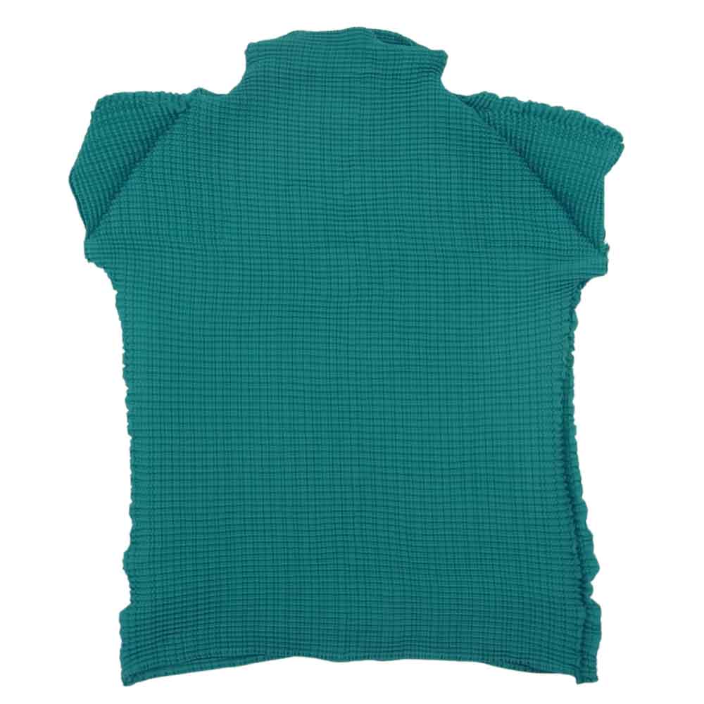 ISSEY MIYAKE イッセイミヤケ IM94-FJ615 ボックスプリーツ ボトルネック ストレッチ カットソー グリーン系【美品】【中古】