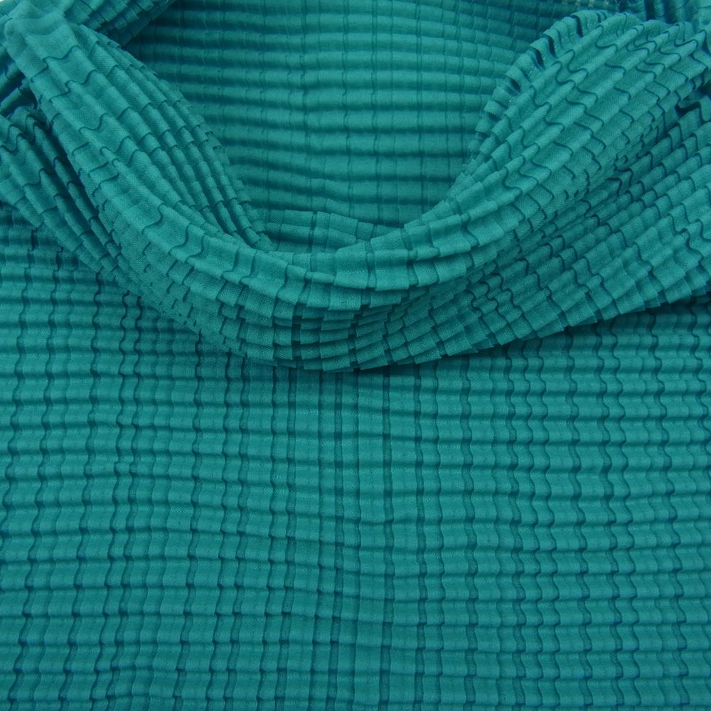 ISSEY MIYAKE イッセイミヤケ IM94-FJ615 ボックスプリーツ ボトルネック ストレッチ カットソー グリーン系【美品】【中古】