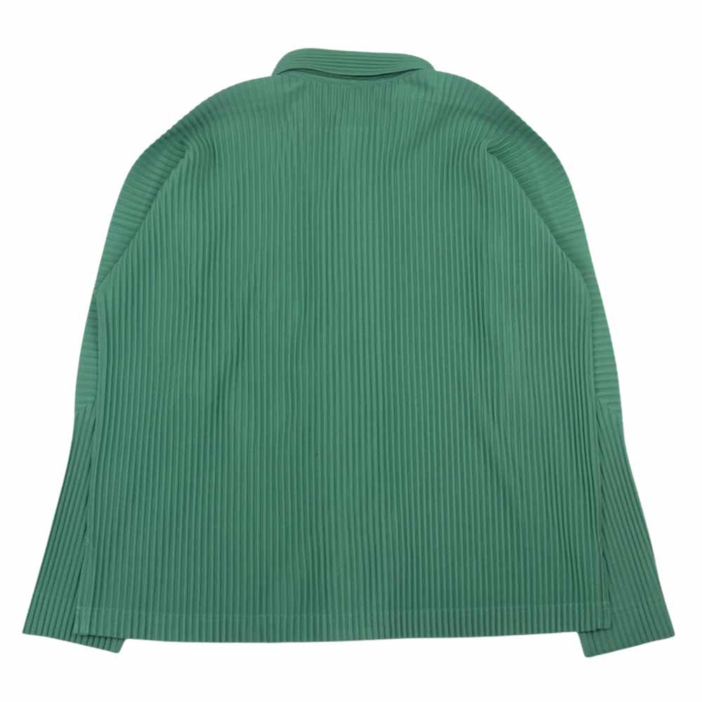 HOMME PLISSE ISSEY MIYAKE オム プリッセ イッセイミヤケ プリーツ加工 長袖 シャツ グリーン系【美品】【中古】
