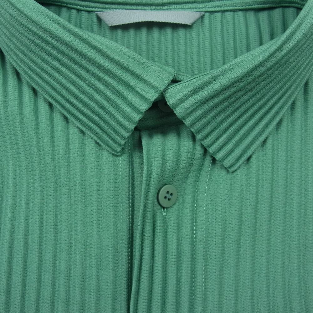 HOMME PLISSE ISSEY MIYAKE オム プリッセ イッセイミヤケ プリーツ加工 長袖 シャツ グリーン系【美品】【中古】