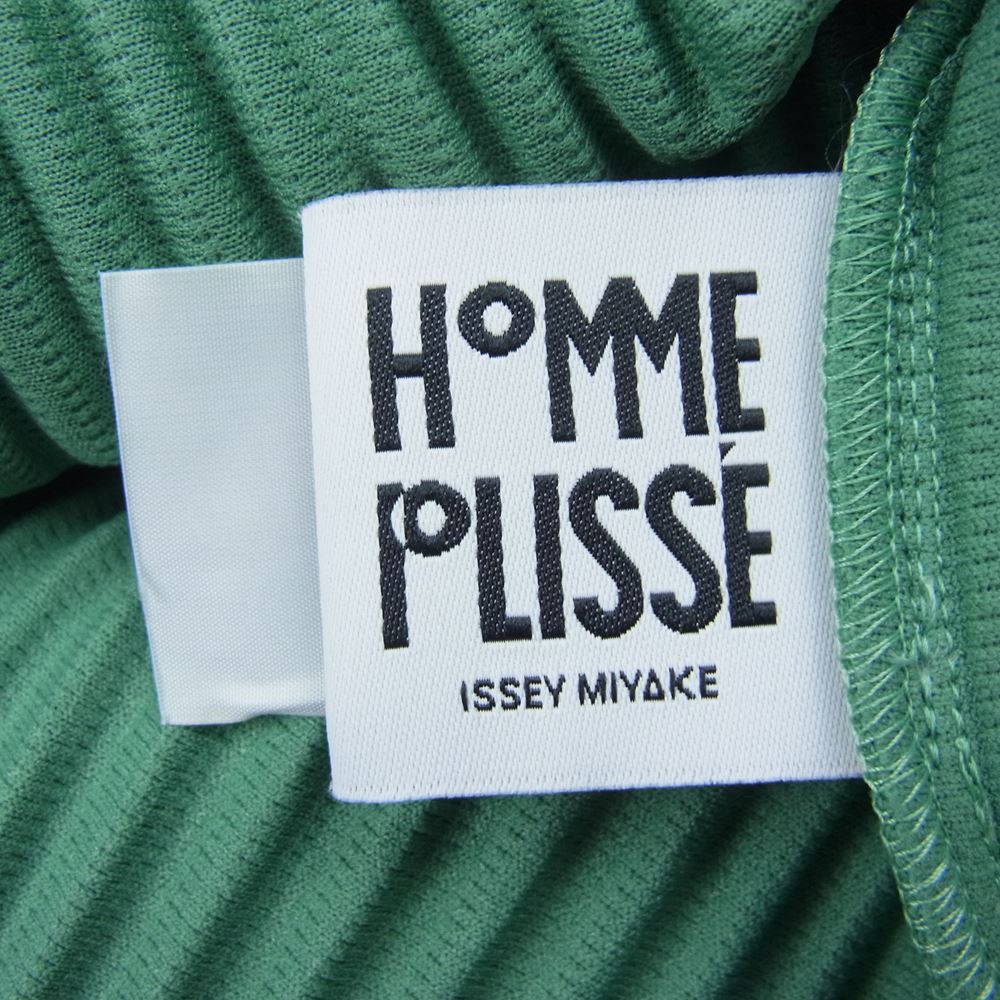 HOMME PLISSE ISSEY MIYAKE オム プリッセ イッセイミヤケ プリーツ加工 長袖 シャツ グリーン系【美品】【中古】