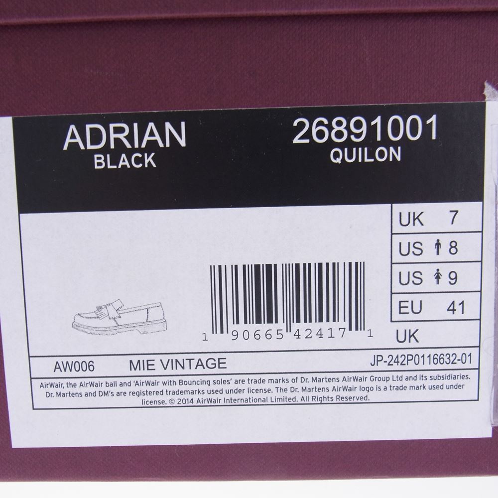 Dr.Martens ドクターマーチン 26891001 茶芯 英国製 MIE ADRIAN エイドリアン タッセル ローファー ブラック系 UK7【中古】