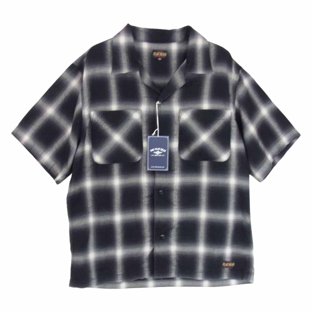 THE FLAT HEAD ザフラットヘッド FN-SCR-010S OMBRE CHECK SHORT SLEEVE SHIRT オンブレチェック 半袖 オープンカラー シャツ ブラック系 36【美品】【中古】