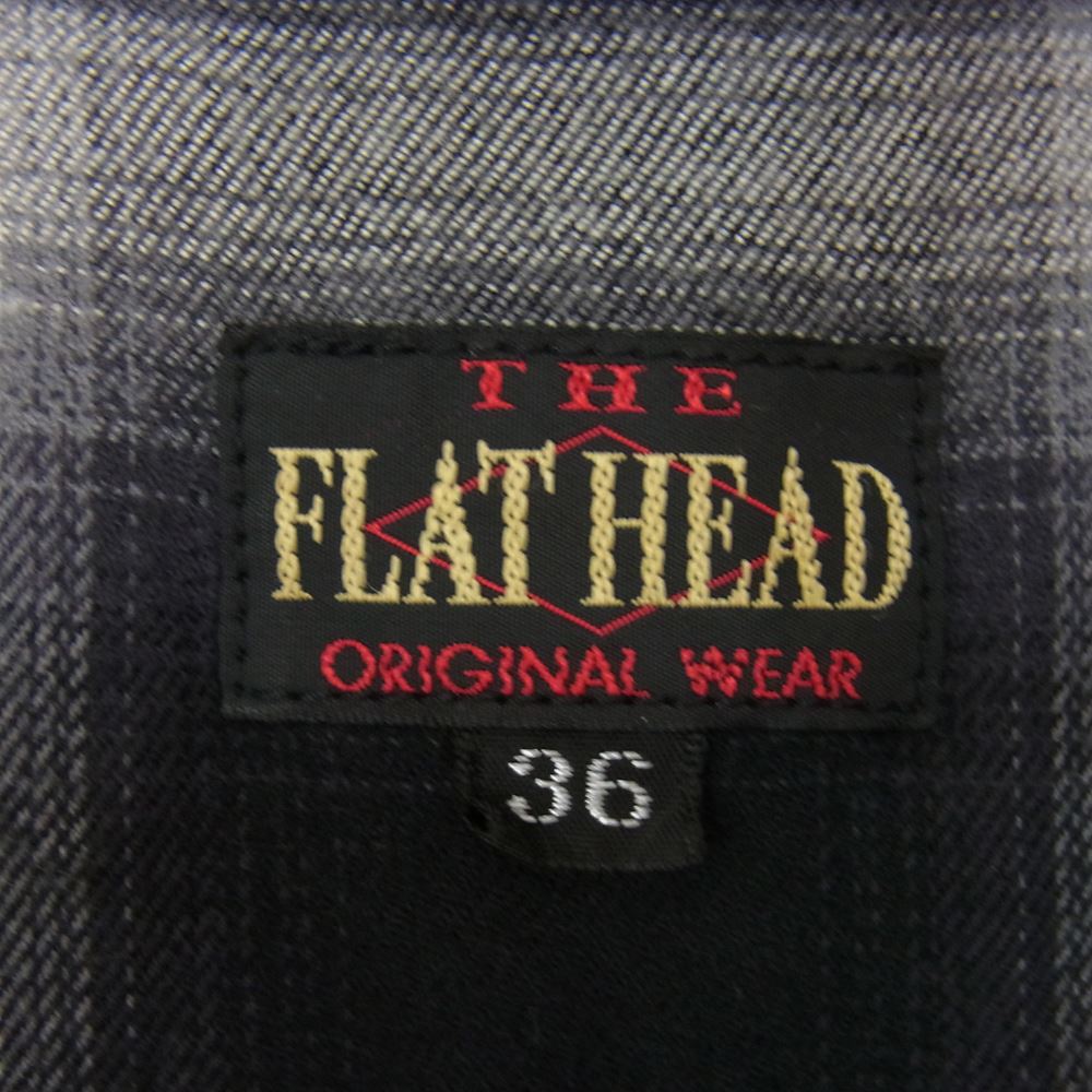 THE FLAT HEAD ザフラットヘッド FN-SCR-010S OMBRE CHECK SHORT SLEEVE SHIRT オンブレチェック 半袖 オープンカラー シャツ ブラック系 36【美品】【中古】
