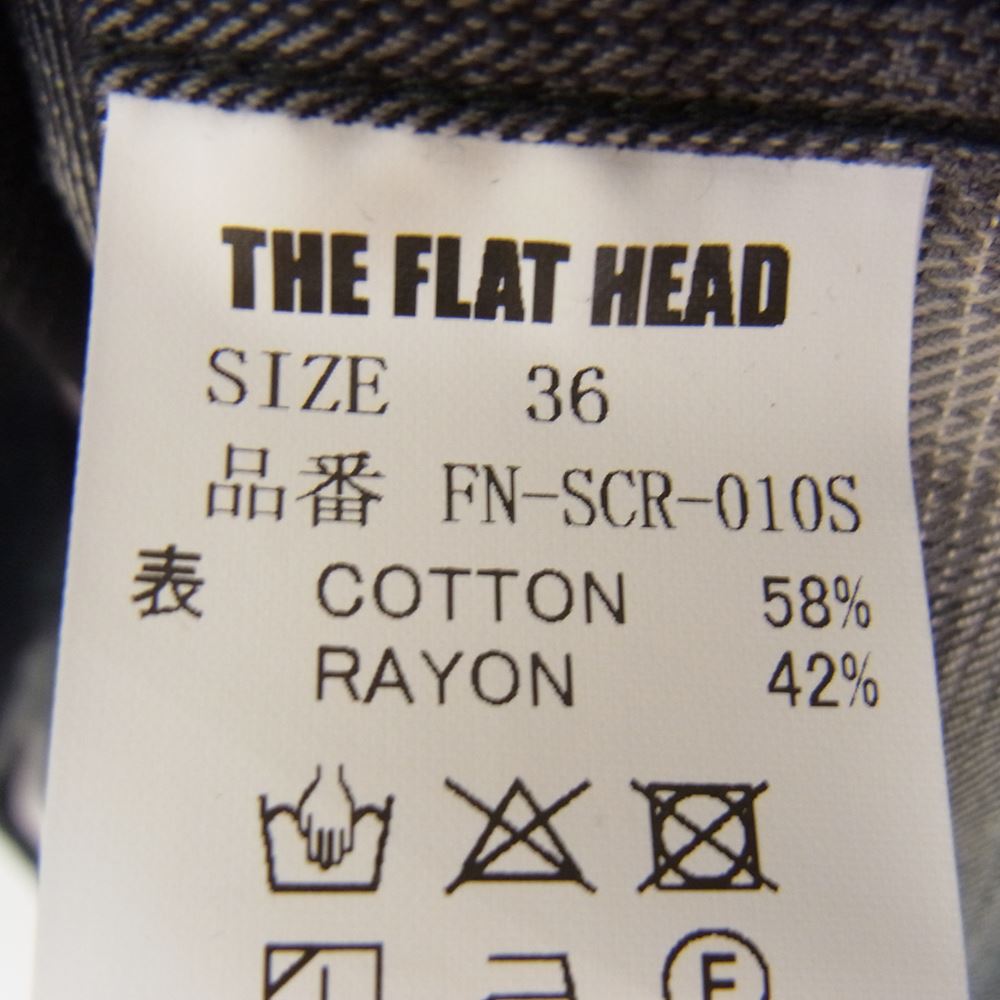 THE FLAT HEAD ザフラットヘッド FN-SCR-010S OMBRE CHECK SHORT SLEEVE SHIRT オンブレチェック 半袖 オープンカラー シャツ ブラック系 36【美品】【中古】