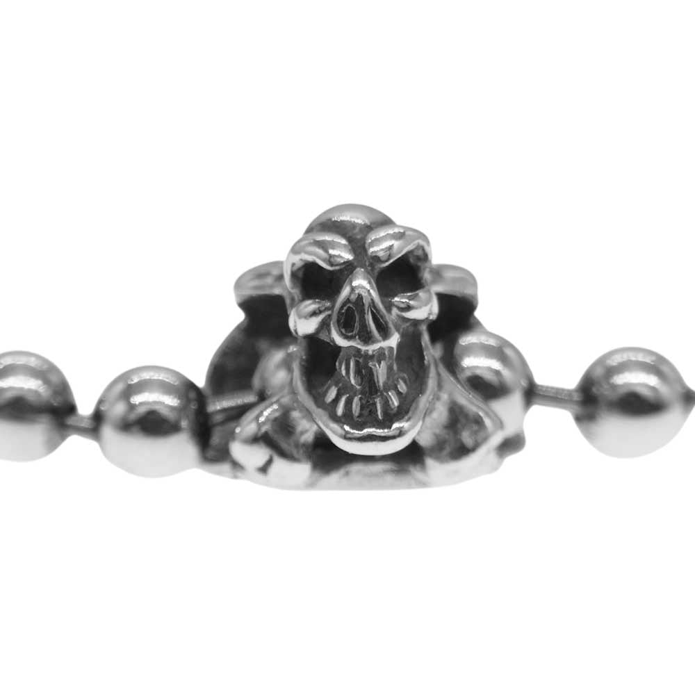 BILL WALL LEATHER ビルウォールレザー N832 ギャランティ付属 カスタム品 BWL BALL CHAIN 4mm w/SKULL＆CB クロスボーンスカルストッパー ボールチェーン ブレスレット シルバー系【中古】