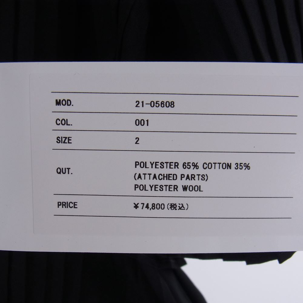 Sacai サカイ 21SS 21-05608 Cotton Poplin Pullover プリーツ加工 コットンポプリン プルオーバ― ブラウス ブラック系 001 2【中古】