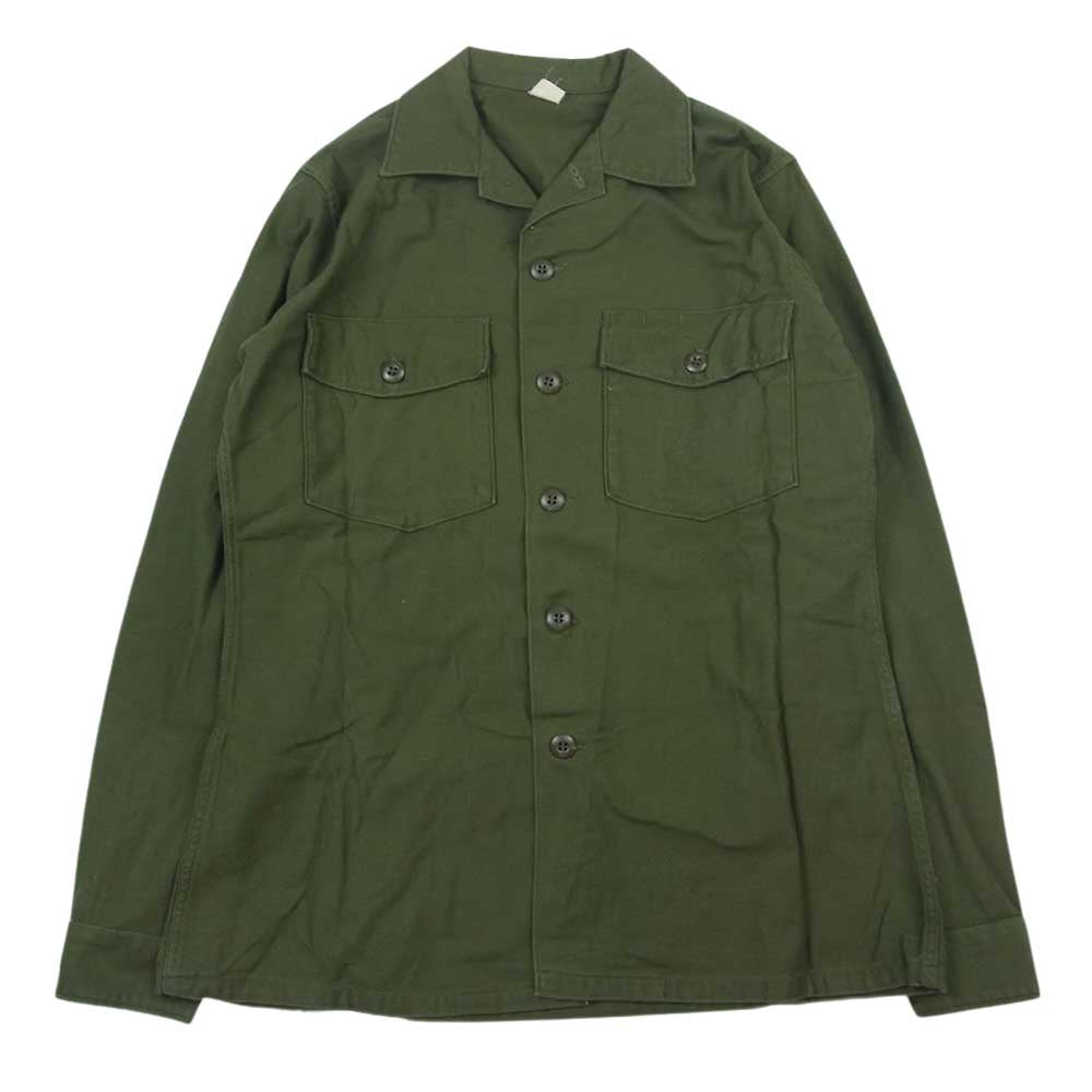 米軍 米軍実物 ヴィンテージ ユーティリティ シャツ  カーキ系 15.5【中古】