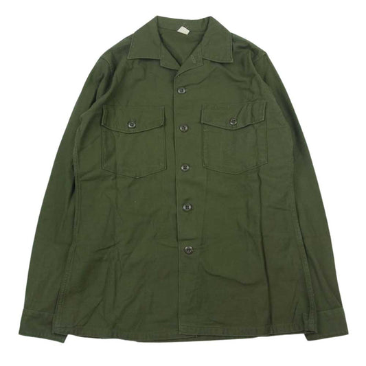 米軍 米軍実物 ヴィンテージ ユーティリティ シャツ  カーキ系 15.5【中古】