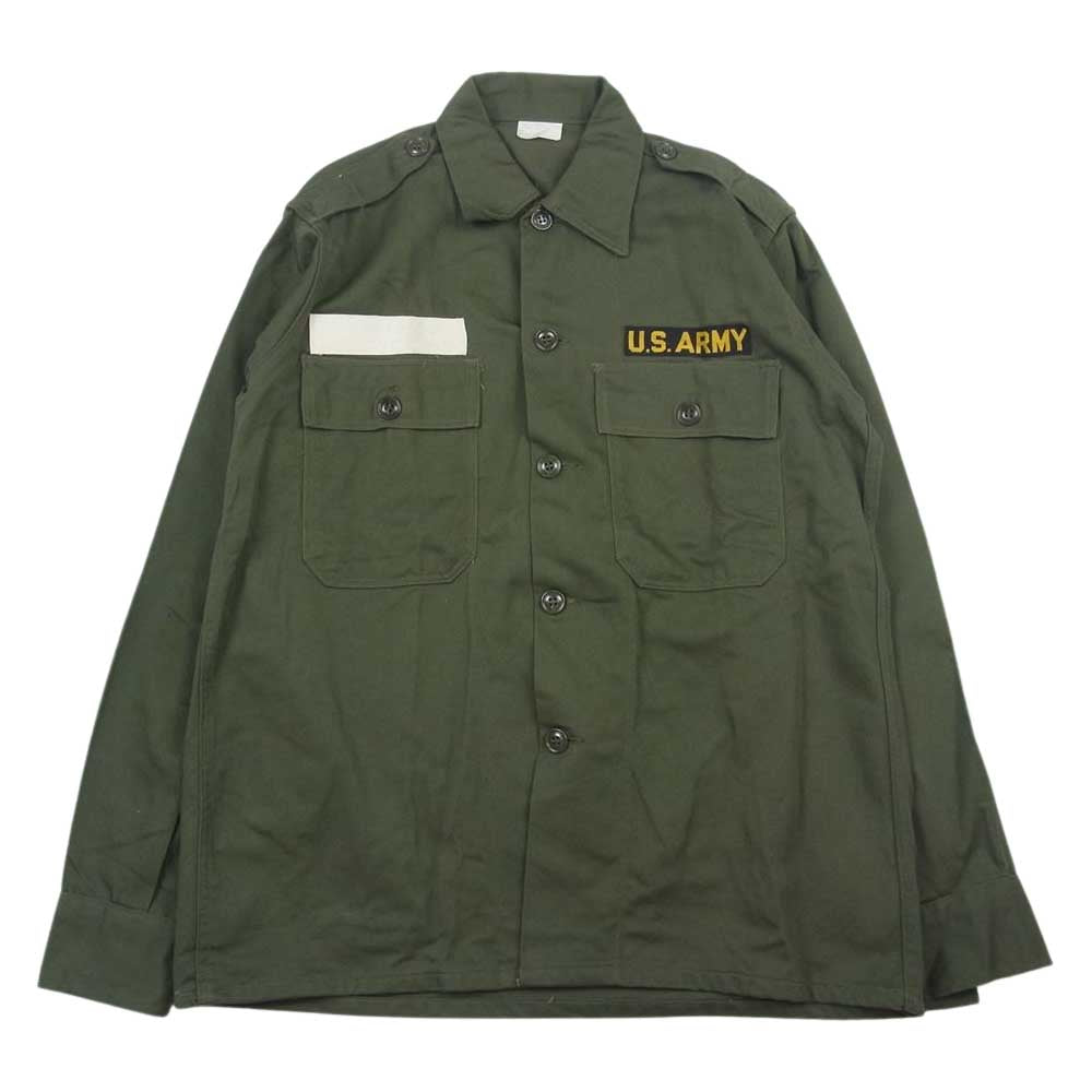 米軍 米軍実物 ヴィンテージ ユーティリティ シャツ ワッペン付 カーキ系 M【中古】