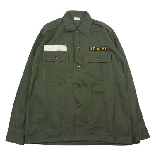 米軍 米軍実物 ヴィンテージ ユーティリティ シャツ ワッペン付 カーキ系 M【中古】