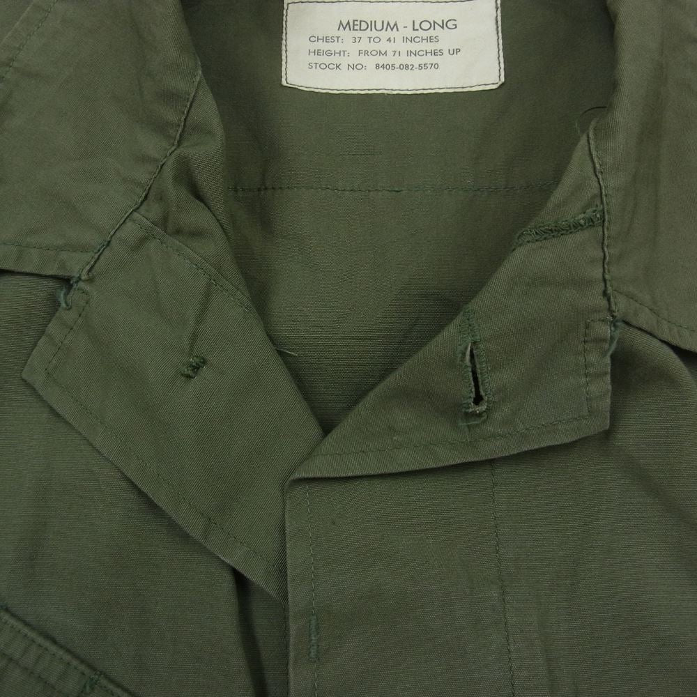 米軍 80s 米軍実物 ヴィンテージ ジャングル ファティーグ 長袖 シャツ ジャケット カーキ系 M【中古】
