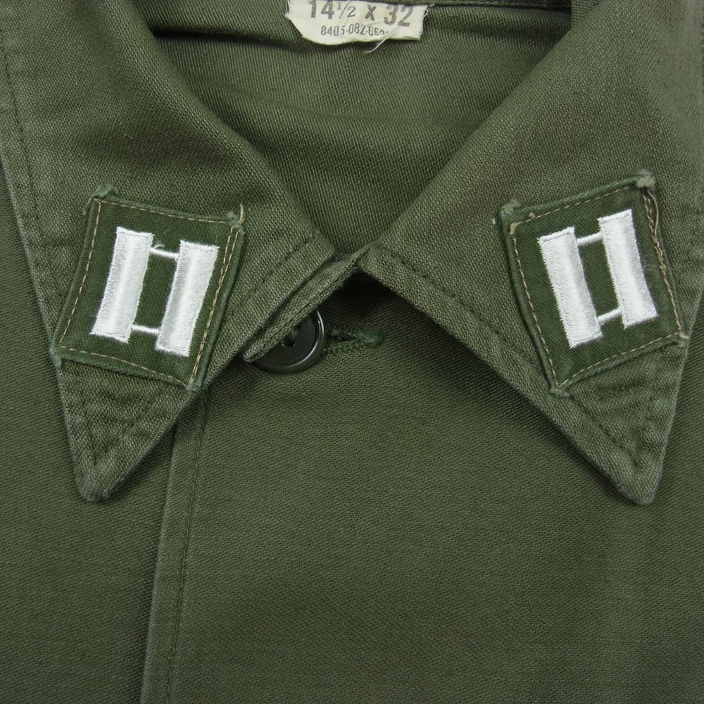 米軍 80s 米軍実物 ヴィンテージ ユーティリティ シャツ ワッペン付 カーキ系 14.5【中古】