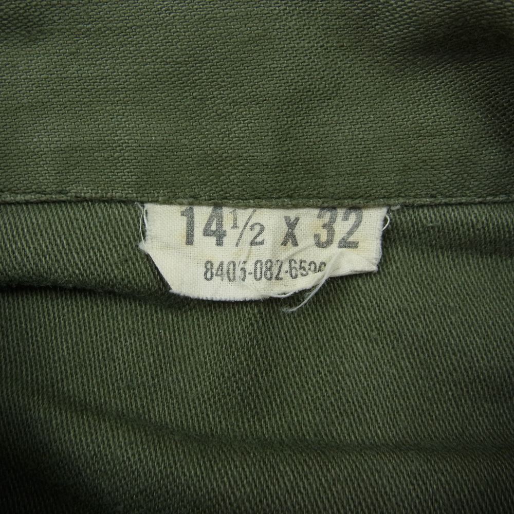 米軍 80s 米軍実物 ヴィンテージ ユーティリティ シャツ ワッペン付 カーキ系 14.5【中古】