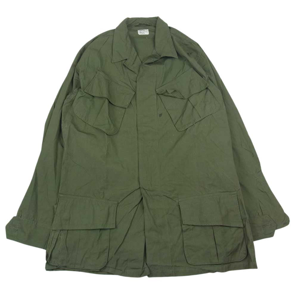 米軍 80s 米軍実物 ヴィンテージ ジャングル ファティーグ 長袖 シャツ ジャケット カーキ系 M【中古】