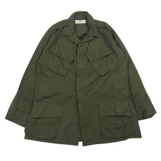 米軍 80s 米軍実物 ヴィンテージ ジャングル エポレット付 ファティーグ 長袖 シャツ ジャケット カーキ系 M【中古】
