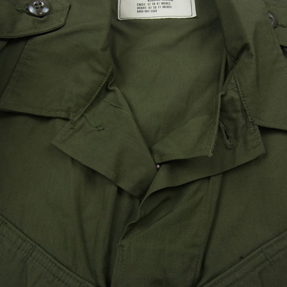 米軍 80s 米軍実物 ヴィンテージ ジャングル エポレット付 ファティーグ 長袖 シャツ ジャケット カーキ系 M【中古】