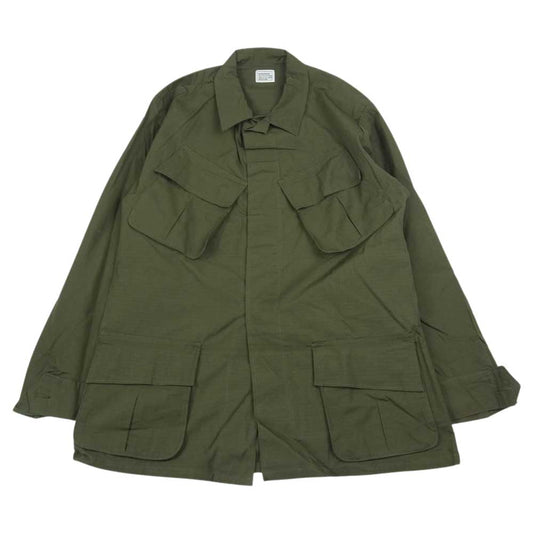 米軍 米軍実物 ヴィンテージ ジャングル ファティーグ リップストップ 長袖 シャツ ジャケット カーキ系 M【中古】