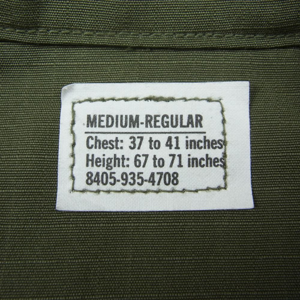 米軍 米軍実物 ヴィンテージ ジャングル ファティーグ リップストップ 長袖 シャツ ジャケット カーキ系 M【中古】