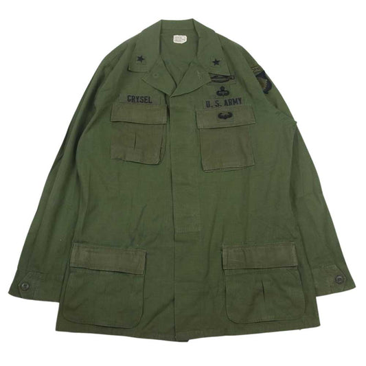 米軍 米軍実物 ヴィンテージ ジャングル ファティーグ 長袖 シャツ ジャケット ワッペン付 カーキ系 M【中古】
