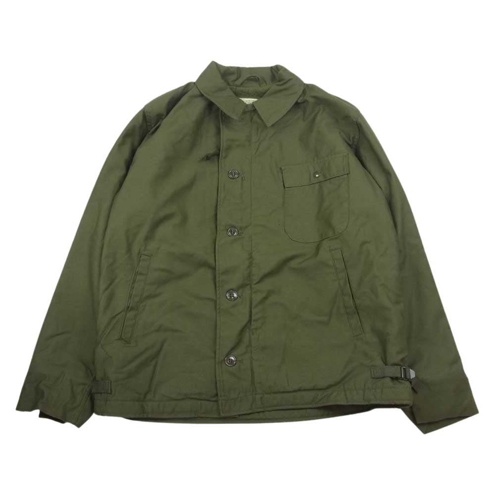 米軍 ヴィンテージ 70s A-2 DECK JACKET GENERAL ジップ ミリタリー デッキ ジャケット カーキ系 L【中古】