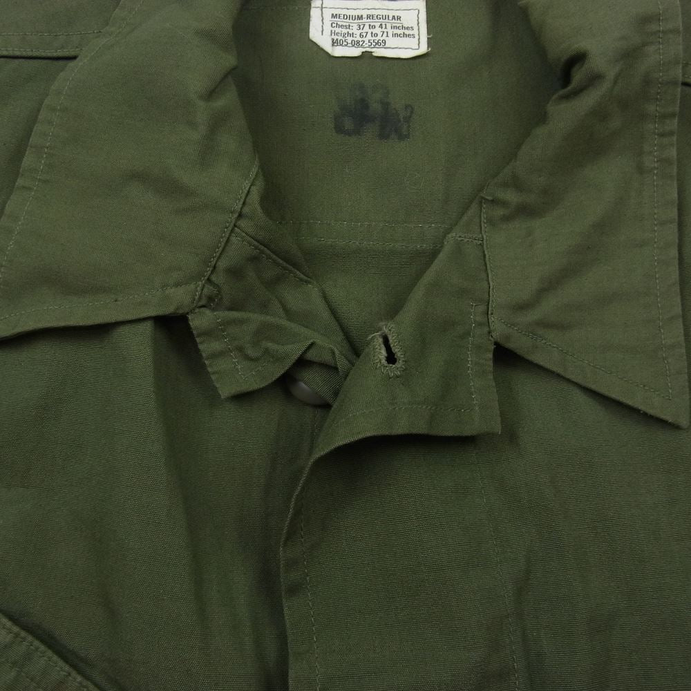米軍 60s 米軍実物 ヴィンテージ ジャングル ファティーグ 長袖 シャツ ジャケット カーキ系 M【中古】