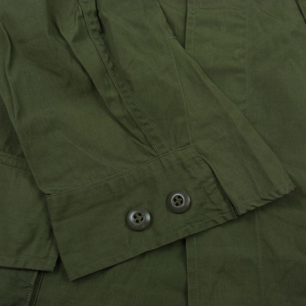 米軍 60s 米軍実物 ヴィンテージ ジャングル ファティーグ 長袖 シャツ ジャケット カーキ系 M【中古】