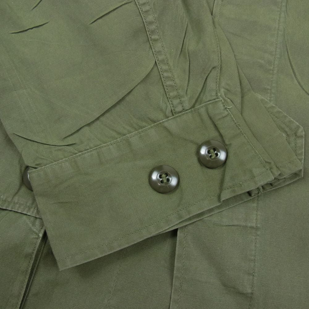 米軍 米軍実物 ヴィンテージ ジャングル ファティーグ 長袖 シャツ ジャケット ワッペン付 カーキ系 M【中古】