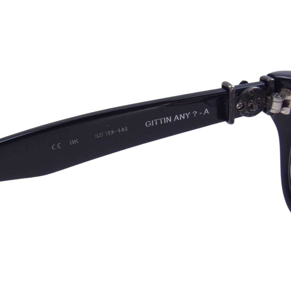 CHROME HEARTS クロムハーツ（原本無） GITTIN ANY ？ A BSフレアテンプル スクエアフレーム サングラス アイウェア 眼鏡 ブラック系【中古】