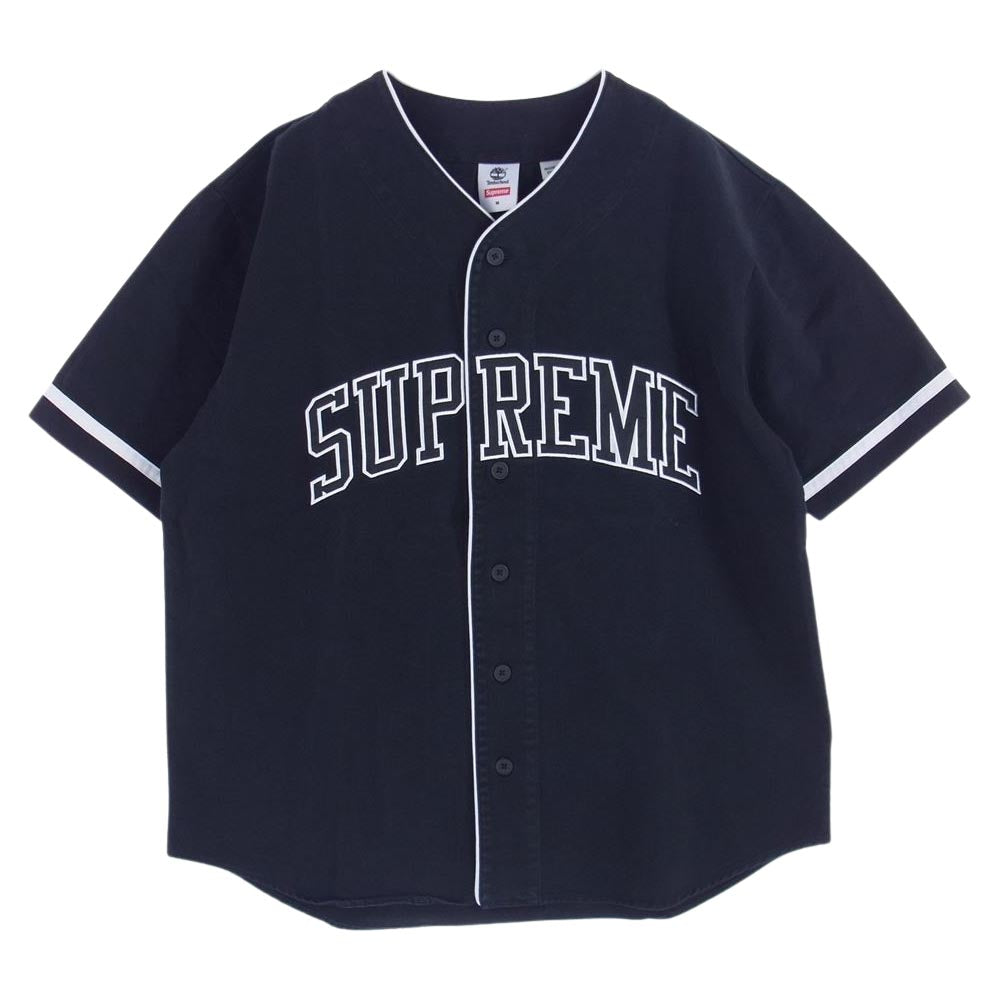 Supreme シュプリーム 23SS × Timberland ティンバーランド Baseball Jersey ベースボール ジャージ 半袖 シャツ ブラック ロゴ ブラック系 M【美品】【中古】