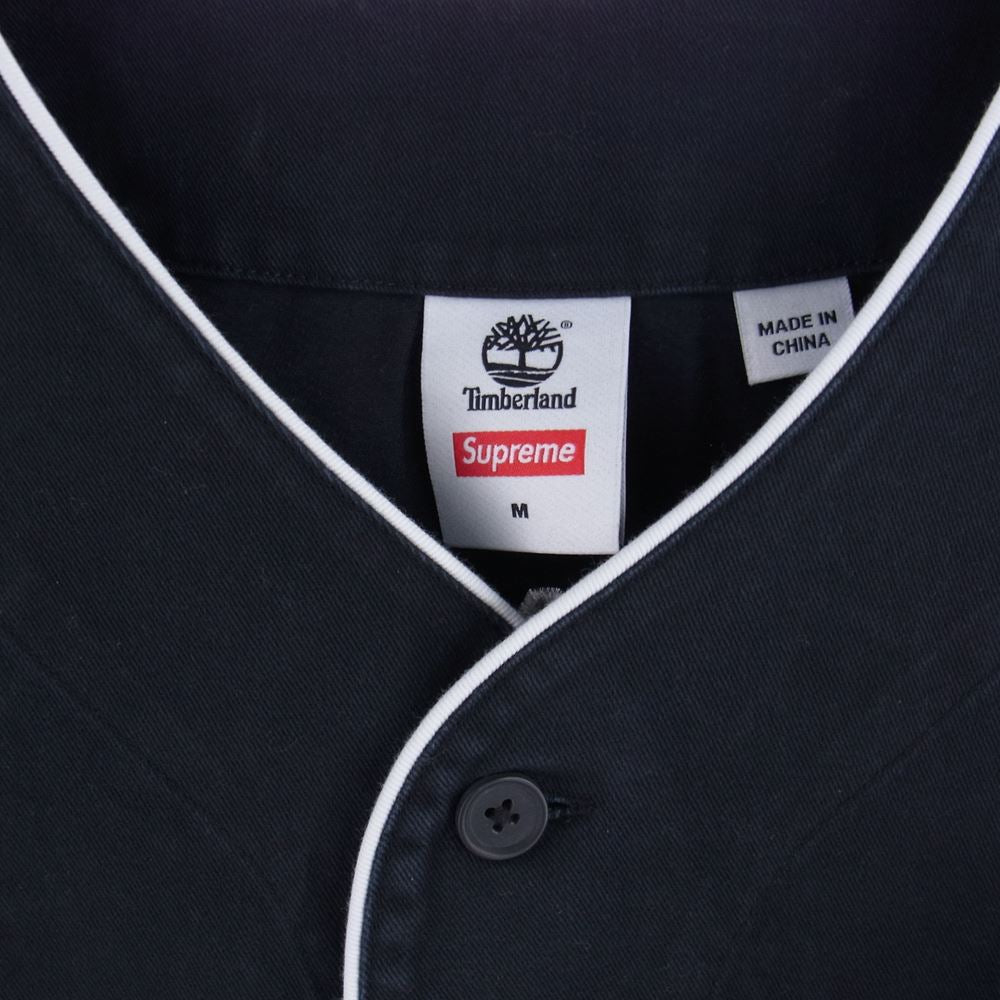 Supreme シュプリーム 23SS × Timberland ティンバーランド Baseball Jersey ベースボール ジャージ 半袖 シャツ ブラック ロゴ ブラック系 M【美品】【中古】