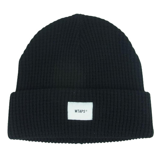 WTAPS ダブルタップス 19AW 192MADT-HT03 BEANIE 03 WOAC ウール ロゴ タグ ニット帽 ビーニー ブラック系 00【美品】【中古】