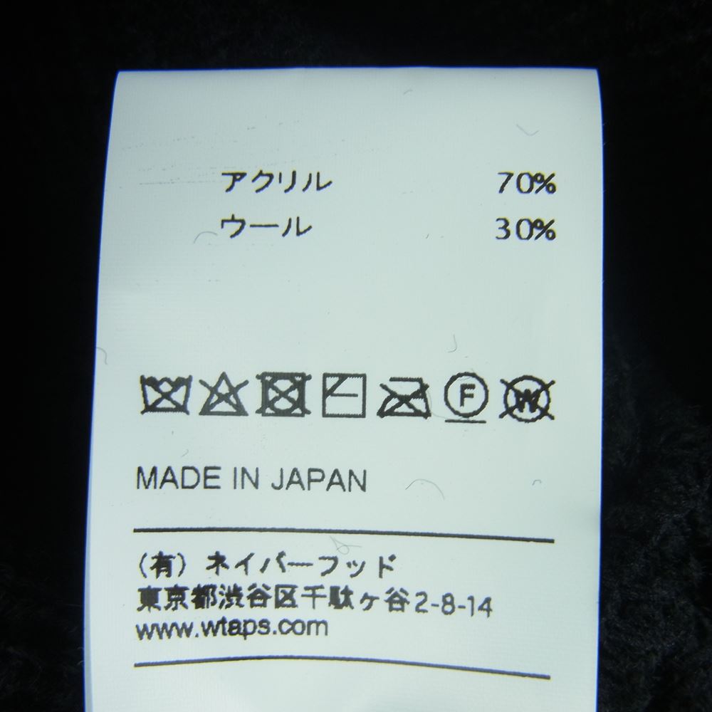 WTAPS ダブルタップス 19AW 192MADT-HT03 BEANIE 03 WOAC ウール ロゴ タグ ニット帽 ビーニー ブラック系 00【美品】【中古】