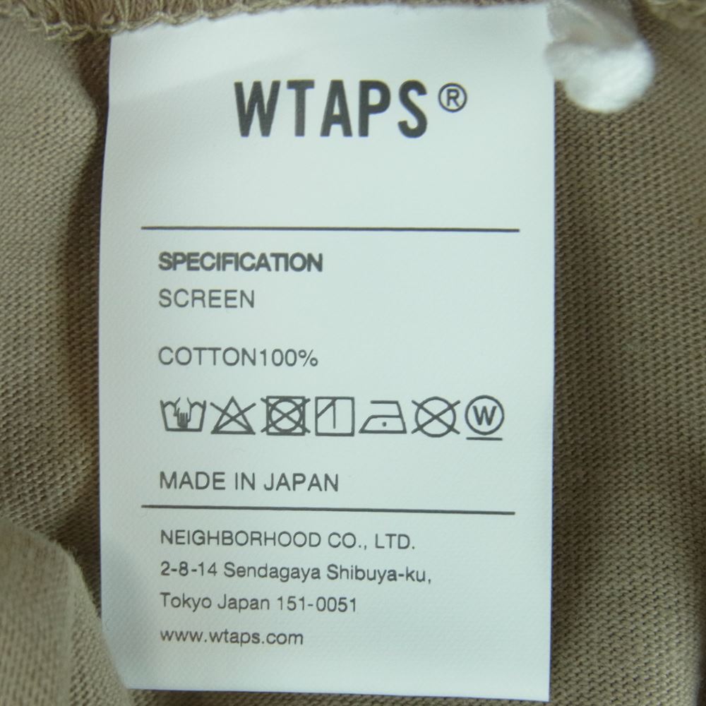 WTAPS ダブルタップス 21SS 211PCDT-ST06S STENCIL SS TEE ステンシル ロゴ バックプリント 半袖 Tシャツ ベージュ系 グレイッシュベージュ系 04【極上美品】【中古】