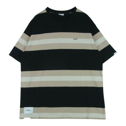 WTAPS ダブルタップス 20SS 201ATDT-CSM25 VATOS SS TEE COTTON コットン ボーダー バトス 半袖 Tシャツ ブラック系 ベージュ系 02【中古】
