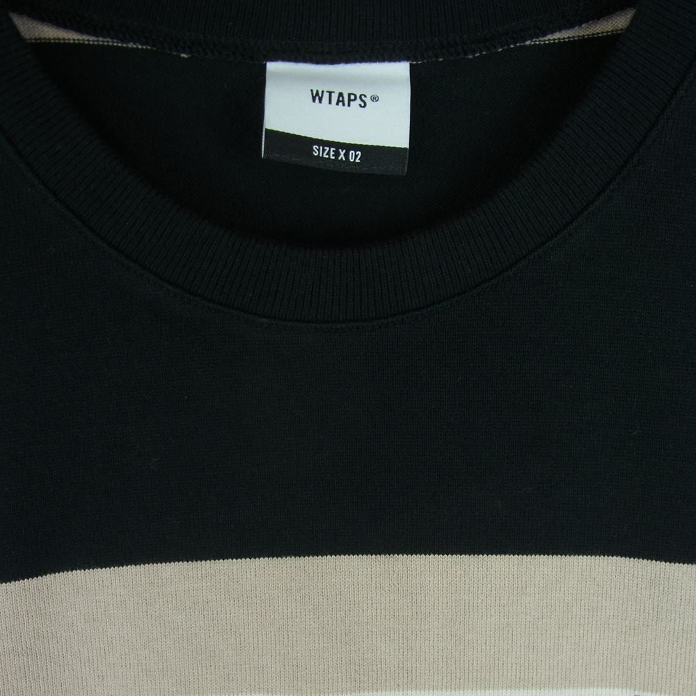 WTAPS ダブルタップス 20SS 201ATDT-CSM25 VATOS SS TEE COTTON コットン ボーダー バトス 半袖 Tシャツ ブラック系 ベージュ系 02【中古】