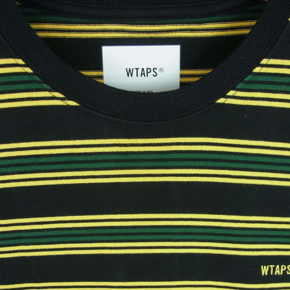 WTAPS ダブルタップス 21SS 211ATDT-CSM21 JAM 01 SS TEE ジャム ボーダー 半袖 Tシャツ コットン ブラック系 イエロー系 03【美品】【中古】