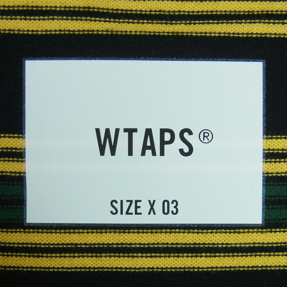 WTAPS ダブルタップス 21SS 211ATDT-CSM21 JAM 01 SS TEE ジャム ボーダー 半袖 Tシャツ コットン ブラック系 イエロー系 03【美品】【中古】