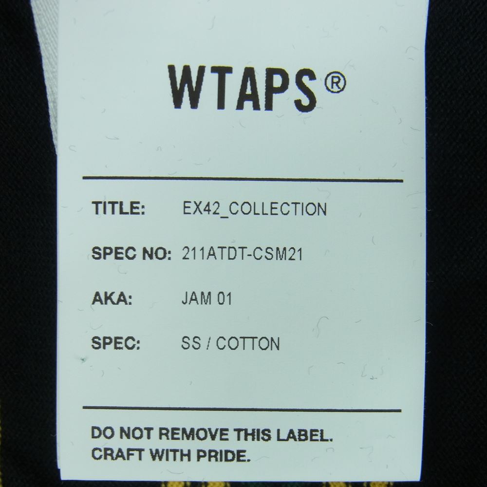 WTAPS ダブルタップス 21SS 211ATDT-CSM21 JAM 01 SS TEE ジャム ボーダー 半袖 Tシャツ コットン ブラック系 イエロー系 03【美品】【中古】