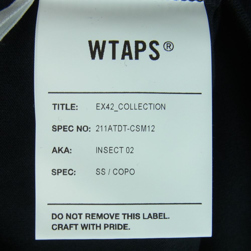 WTAPS ダブルタップス 21SS 211ATDT-CSM12 INSECT 02 S/S COPO インセクト プリント タグ 刺繍 半袖 ポケット Tシャツ ブラック系 03【極上美品】【中古】