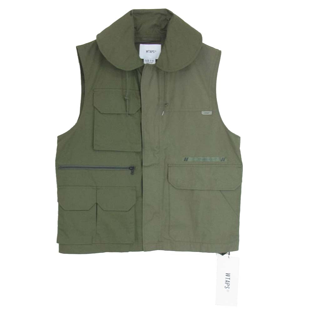 WTAPS ダブルタップス 21AW 212BRDT-JKM07 TRADER VEST COTTON WEATHER RIPSTOP トレーダー コットン ウェザー リップストップ ミリタリー ベスト カーキ系 02【中古】